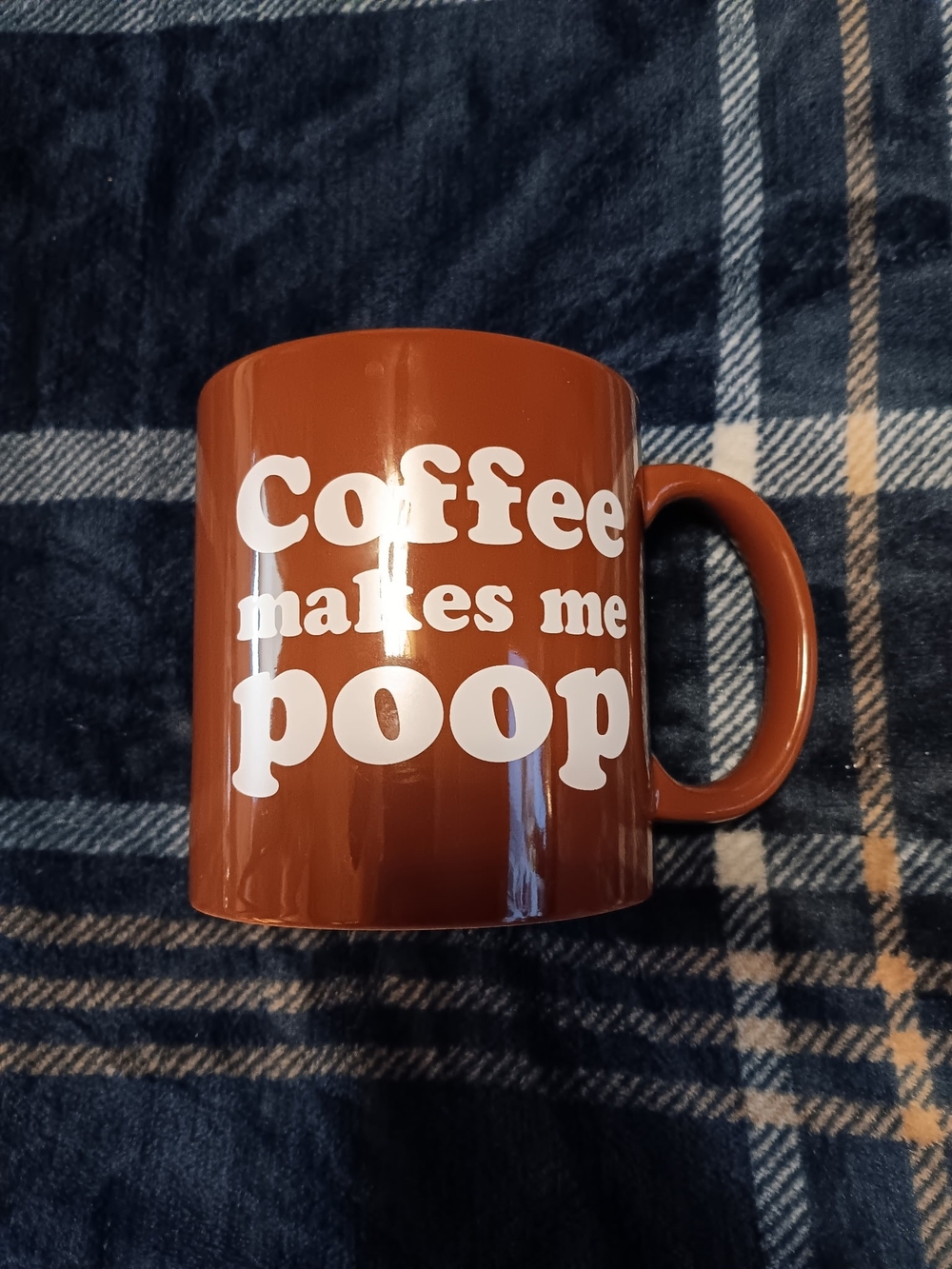 Rust Brown Novelty Coffee Mug with White Text